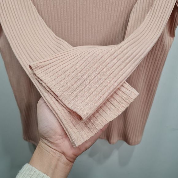 Eileen Fisher Tencel Stretch Ridge Ballet Neck Ribbed Top Dune Size XL - Picture 6 of 15